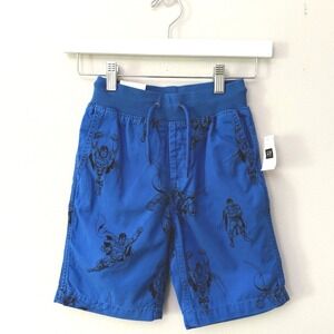 Gap Kids Boys Superman Twill Shorts Size Small 6-7 Blue Drawstring